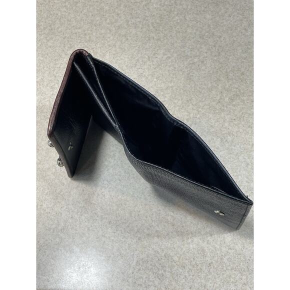 Brighton Leather Trifold Wallet Black/Brown Leather Croc Pattern-Bow Accents - Picture 12 of 13